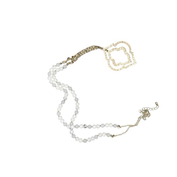Anthropologie White Beads with Gold Medallion Necklace - Picture 1 of 5